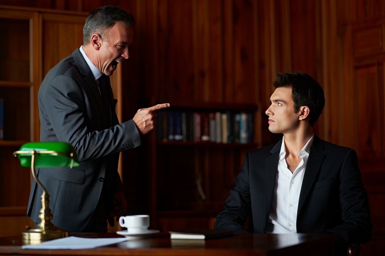 Мужчина кричит на другого мужчину